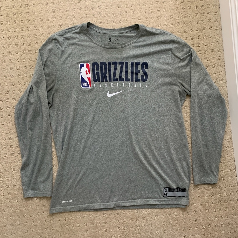 Nike NBA Dri-Fit Memphis Grizzles Long Sleeve Grey Shirt - Size XL